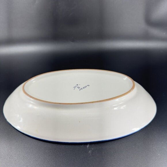 Vintage Italian Folk Art Pottery Stoneware Long Tray Dish Plate Hand Painted - Picture 10 of 11